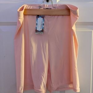 Peach silky biker shorts